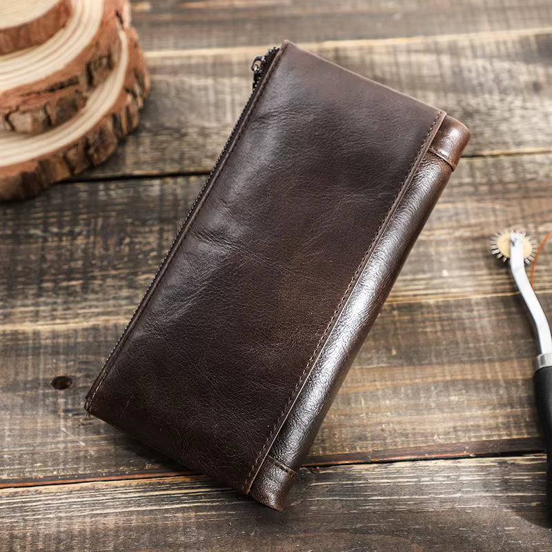 CONTACT'S Long portefeuille hommes en cuir véritable pochette portefeuilles Rfid sac d'argent avec poche pour téléphone qualité porte-carte mâle porte-monnaie