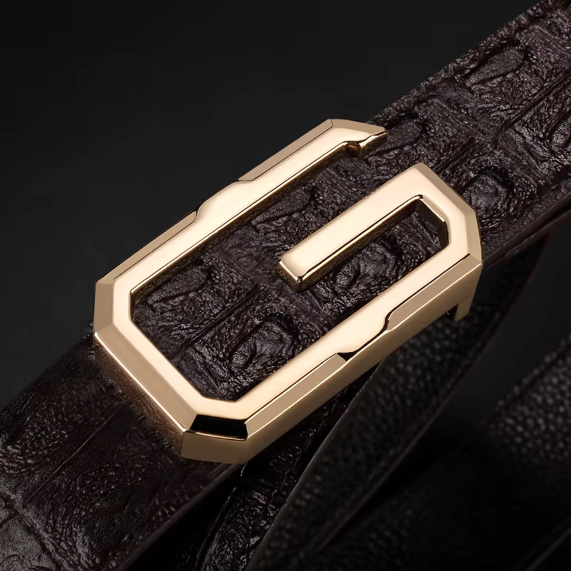 Ceinture g en cuir véritable pour homme