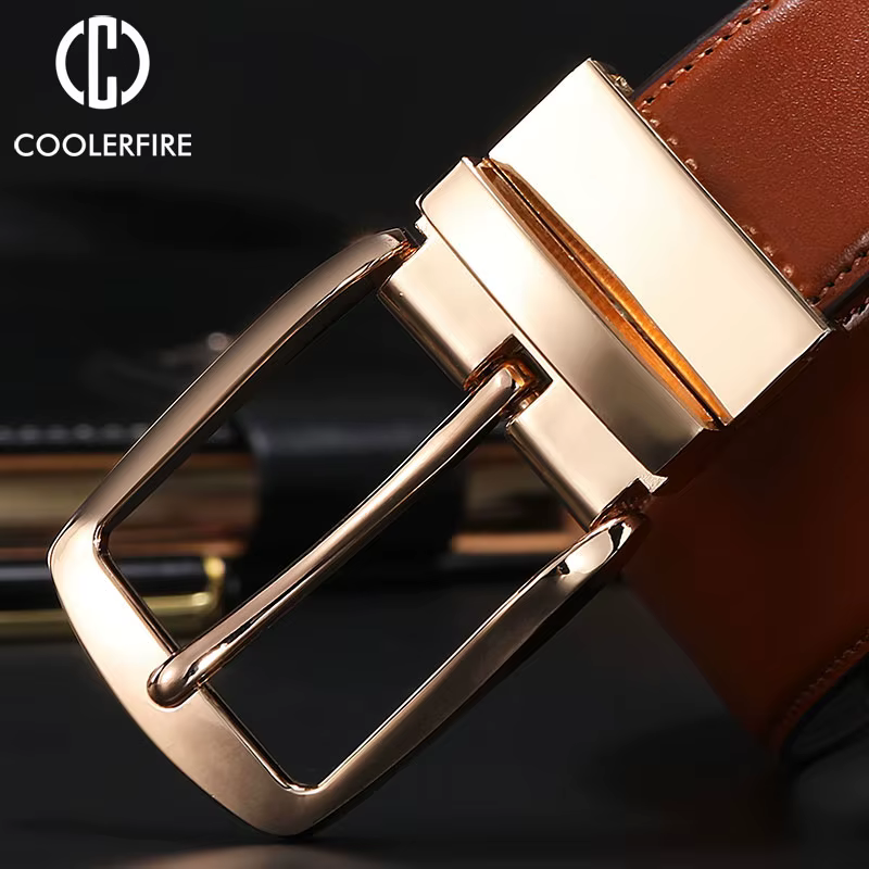 Nouvelle ceinture réversible à boucle rotative double face pour hommes