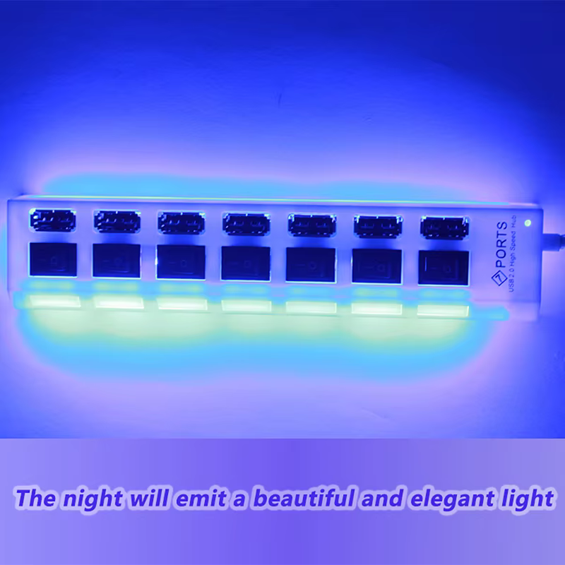 Multi USB Splitter airies avec interrupteur pour PC, adaptateur secteur, extenseur multiple 2.0 ports, USB 2.0, 4/7, 2.0