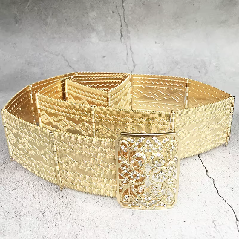 Ceinture en métal sculptée Vintage pour femmes, élégance fine, chaîne de taille personnalisée, robe de mariée en cristal, boucle carrée, bijoux