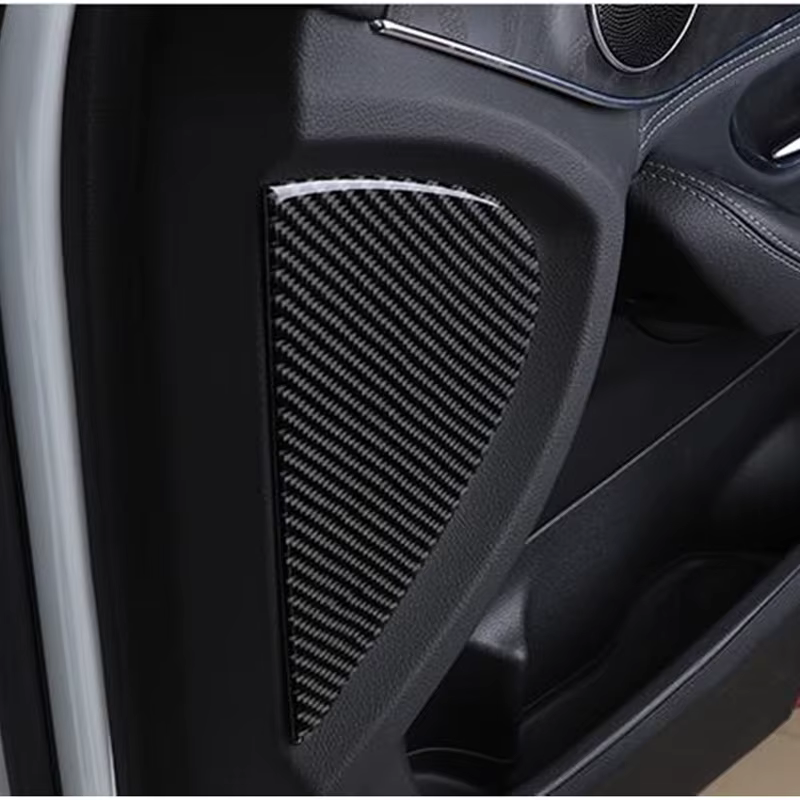 Garniture de décoration de panneau de porte avant en fibre de carbone, accessoires de voiture, Mercedes Benz Classe C W205, GLC X253, 2015-2018, 2 pièces