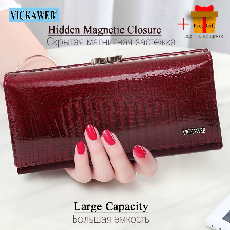 Cadeau gratuit portefeuille femmes en cuir moraillon magnétique marque de luxe dames Long porte-monnaie créateur de mode femme nouvelles pochettes AE1518-1
