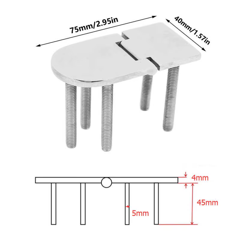 Charnière de porte de bateau avec fixation dissimulée, acier inoxydable 316 de qualité marine, quincaillerie polie pour yacht, charnière Sunshine