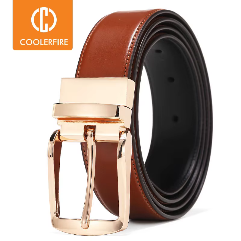 Nouvelle ceinture réversible à boucle rotative double face pour hommes