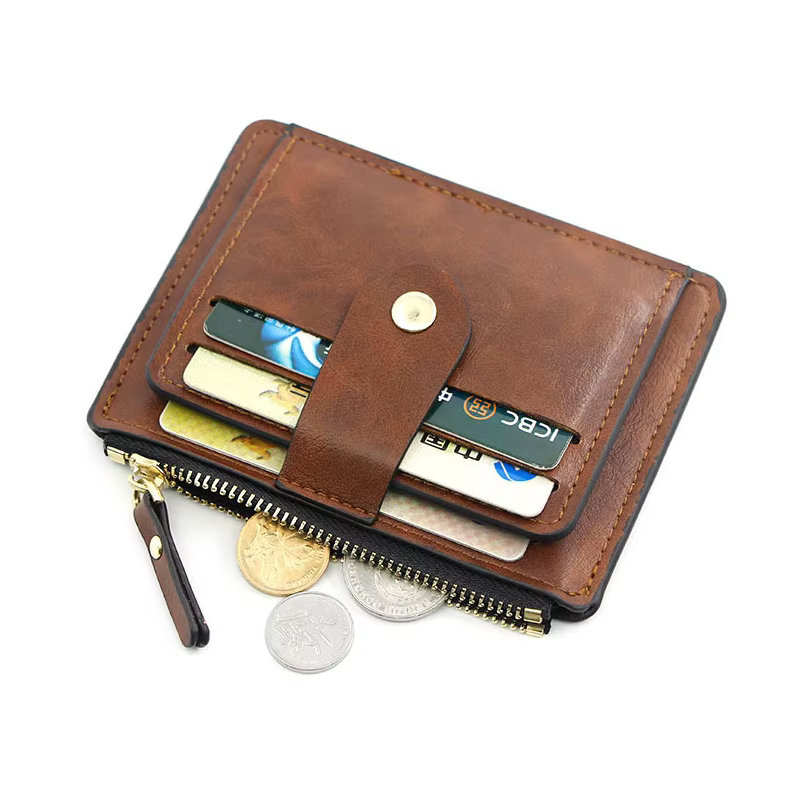 Portefeuille en cuir mince avec poche à monnaie pour hommes et femmes, petit porte-carte d'identité de crédit, sac d'argent, étui, mini sac à main d'affaires, mode