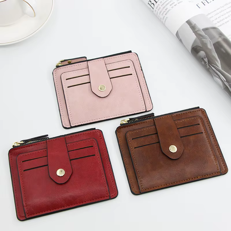 Portefeuille en cuir mince avec poche à monnaie pour hommes et femmes, petit porte-carte d'identité de crédit, sac d'argent, étui, mini sac à main d'affaires, mode