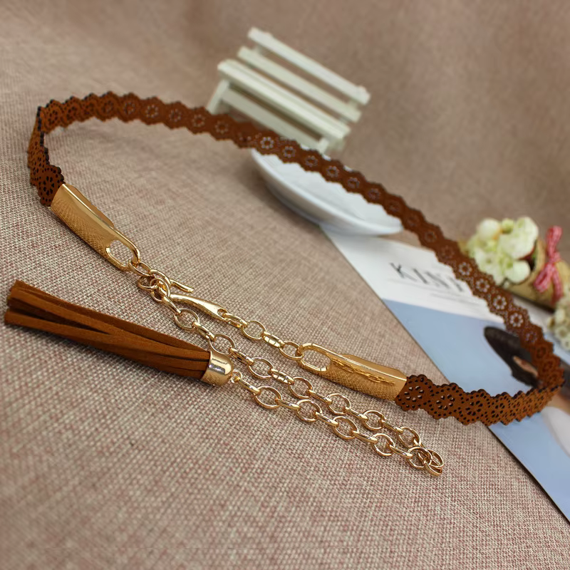 Ceintures élégantes pour femmes, chaîne en métal, corde de taille, pompon, solide, ceinture de fête, robe fine, décoration, cadeau, nouvelle collection