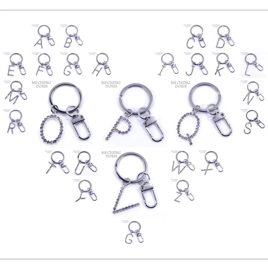 Porte-clés pendentif lettre cristal strass Alphabet