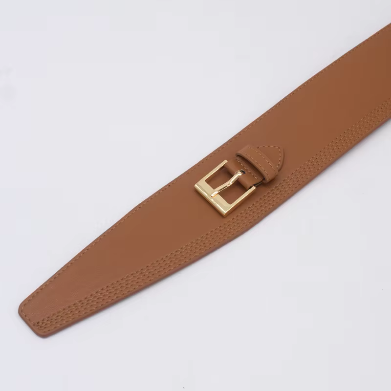 Ceinture large rayée en cuir de vache pour femmes, couverture de taille, nouvelle collection