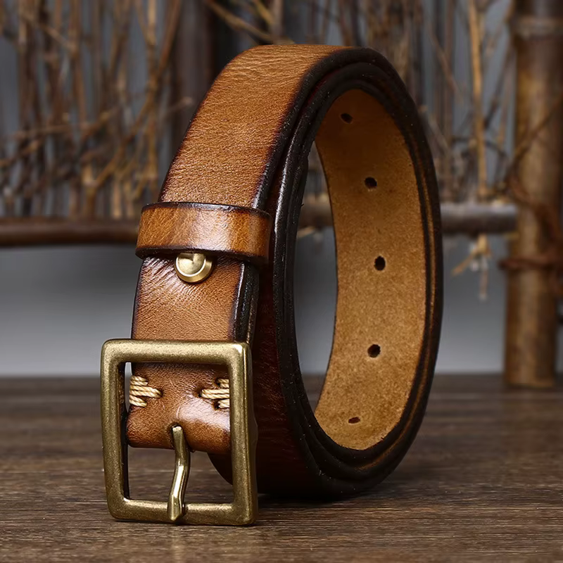 Ceinture de jean en cuir véritable pour femmes
