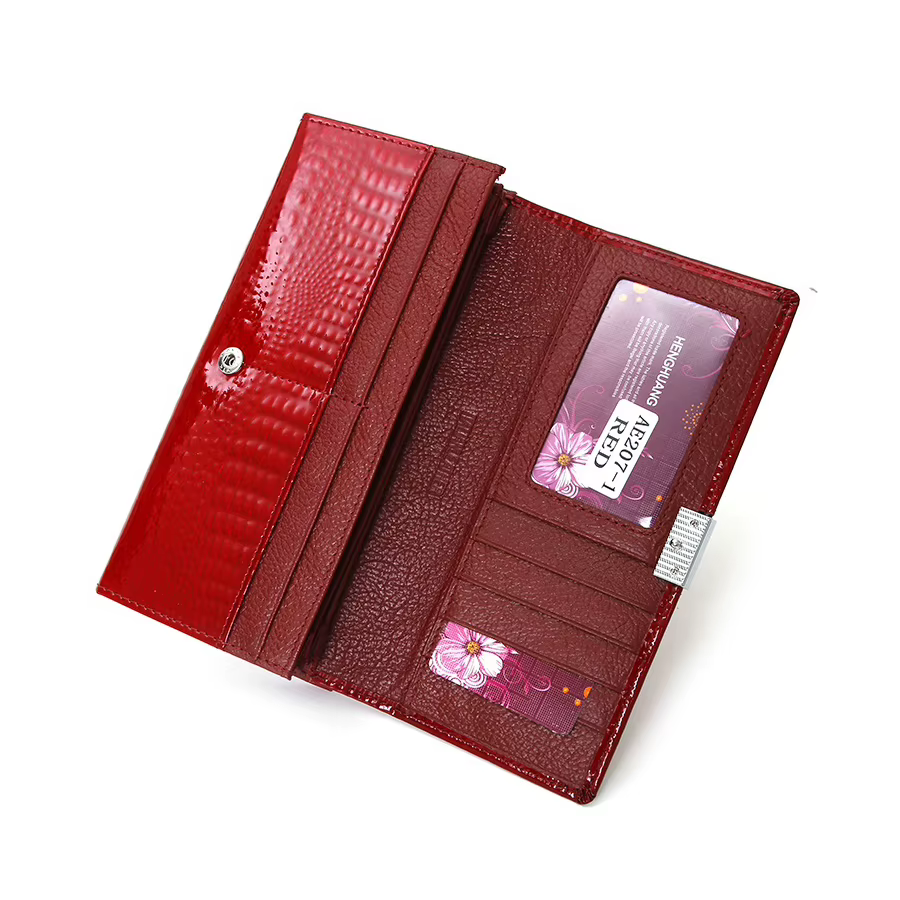 Portefeuille en cuir véritable femmes longs portefeuilles