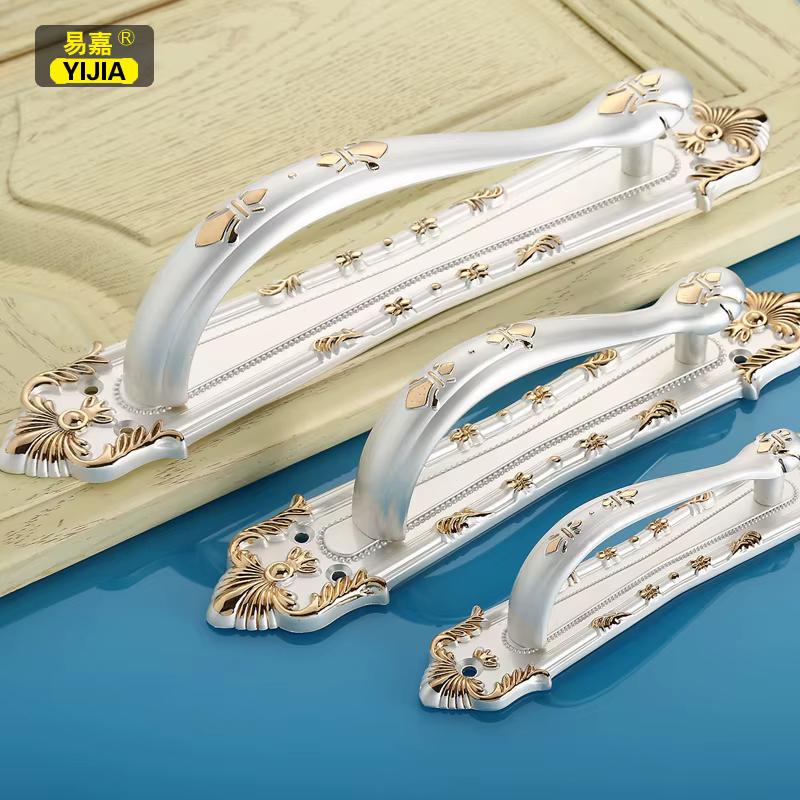 Grande poignée de porte de haute qualité, boutons de tenue brillants classiques, armoire, meubles, nervure montée en surface