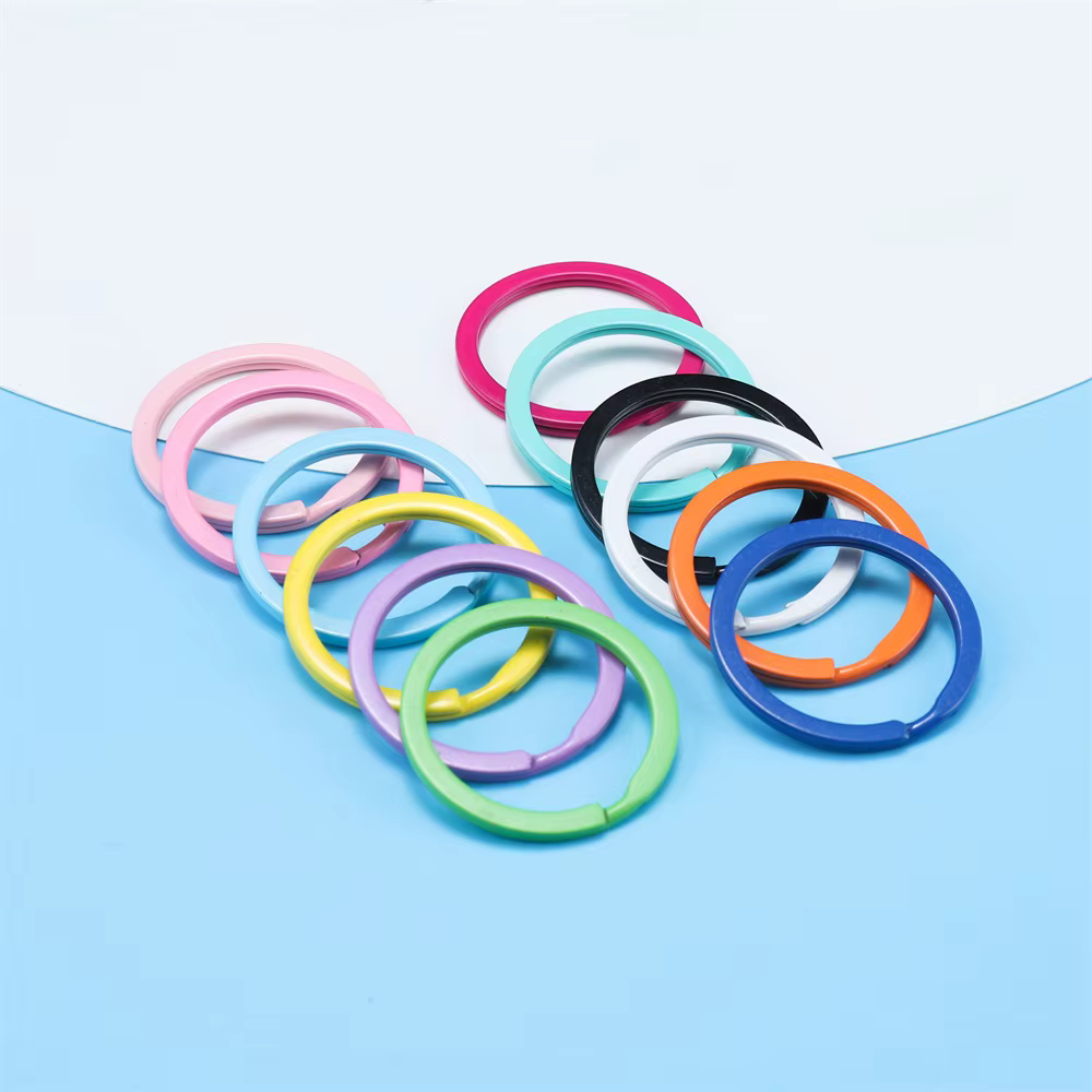 Porte-clés rond en métal de 30mm, anneaux fendus, unisexe, bijoux, fabrication d'accessoires, 10 pièces/lot