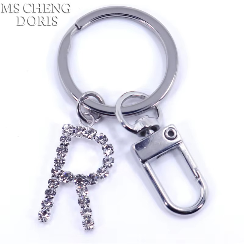 Porte-clés pendentif lettre cristal strass Alphabet