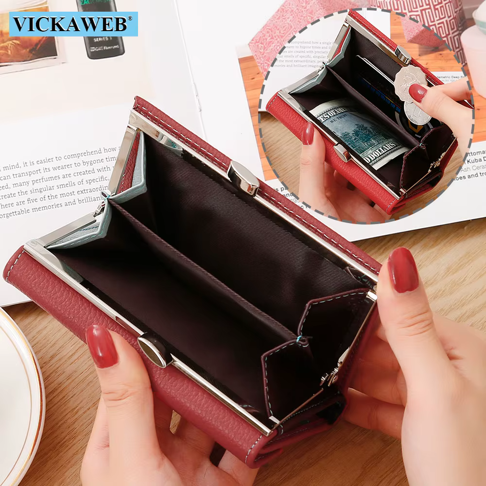 Vickaeb – portefeuille en cuir véritable pour femmes