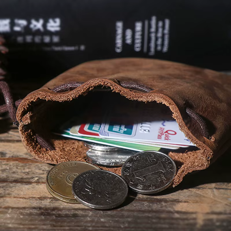 Porte-monnaie vintage en cuir véritable pour hommes et femmes