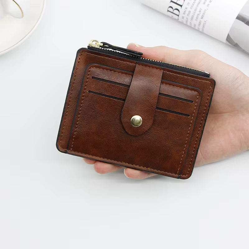 Portefeuille en cuir mince avec poche à monnaie pour hommes et femmes, petit porte-carte d'identité de crédit, sac d'argent, étui, mini sac à main d'affaires, mode
