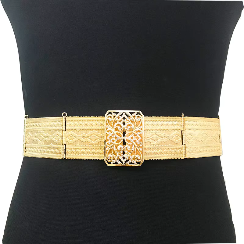 Ceinture en métal sculptée Vintage pour femmes, élégance fine, chaîne de taille personnalisée, robe de mariée en cristal, boucle carrée, bijoux