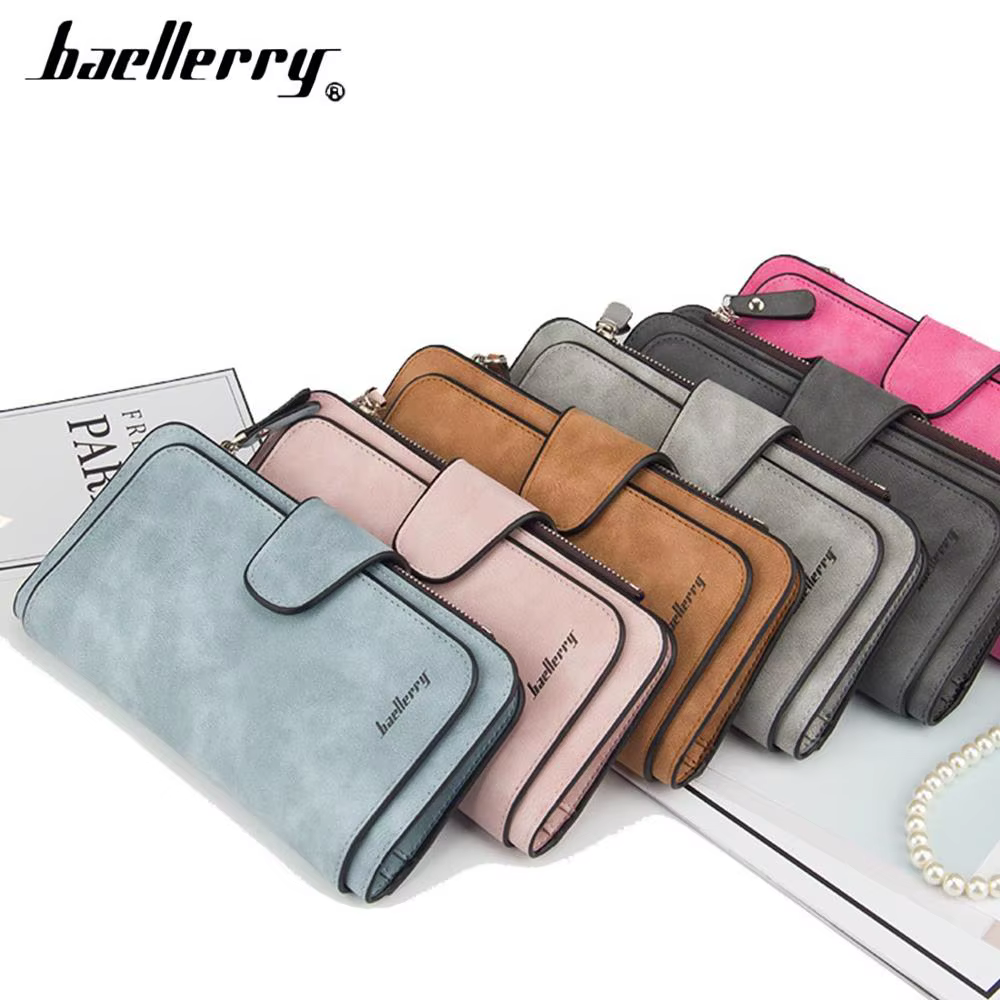 Portefeuilles longs en cuir PU pour femmes