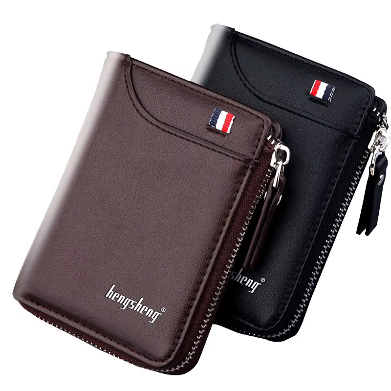Portefeuille pour hommes court décontracté carteras portefeuilles courts en cuir PU mâle billetera hombre luxe petite fermeture éclair pièces de monnaie sac cartera hombr