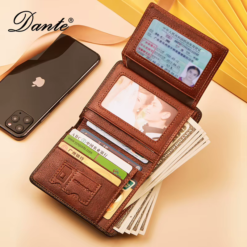 Dante-Portefeuille classique en cuir véritable pour homme