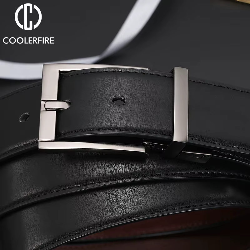 Ceinture réversible en cuir véritable pour hommes