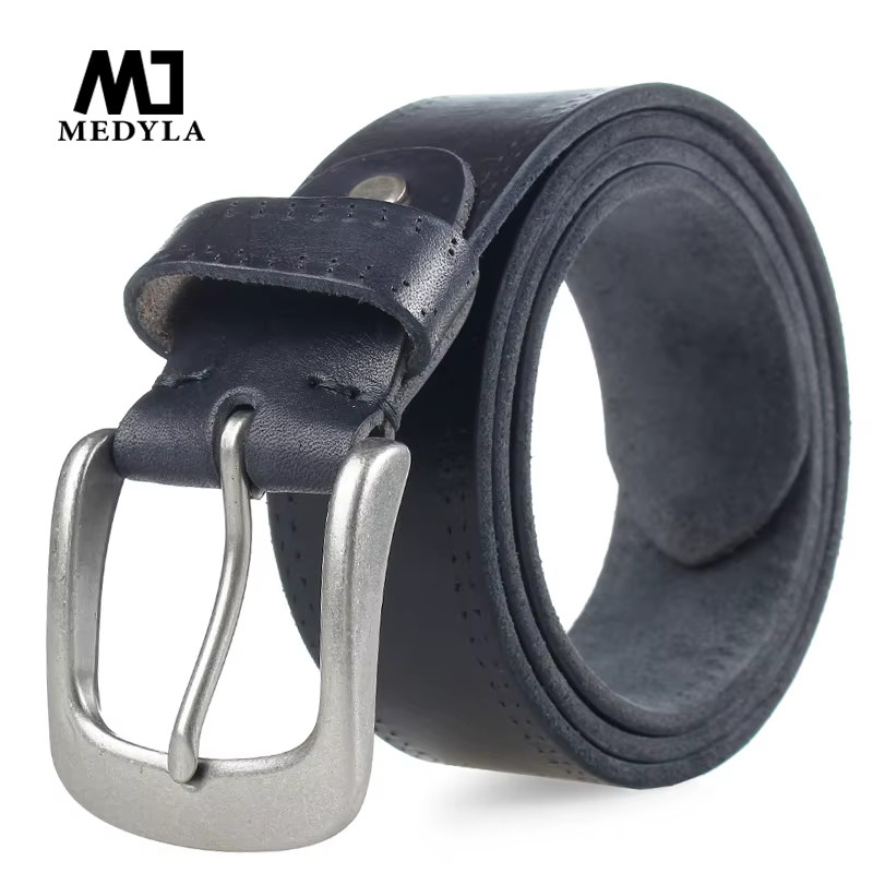 MEDYLA-Ceinture en cuir véritable pour homme, Peau naturelle, Vintage Cowboys, Designer de luxe, Sangle de haute qualité, Livraison en 24 heures