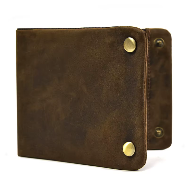 Portefeuille à trois volets en cuir véritable pour hommes