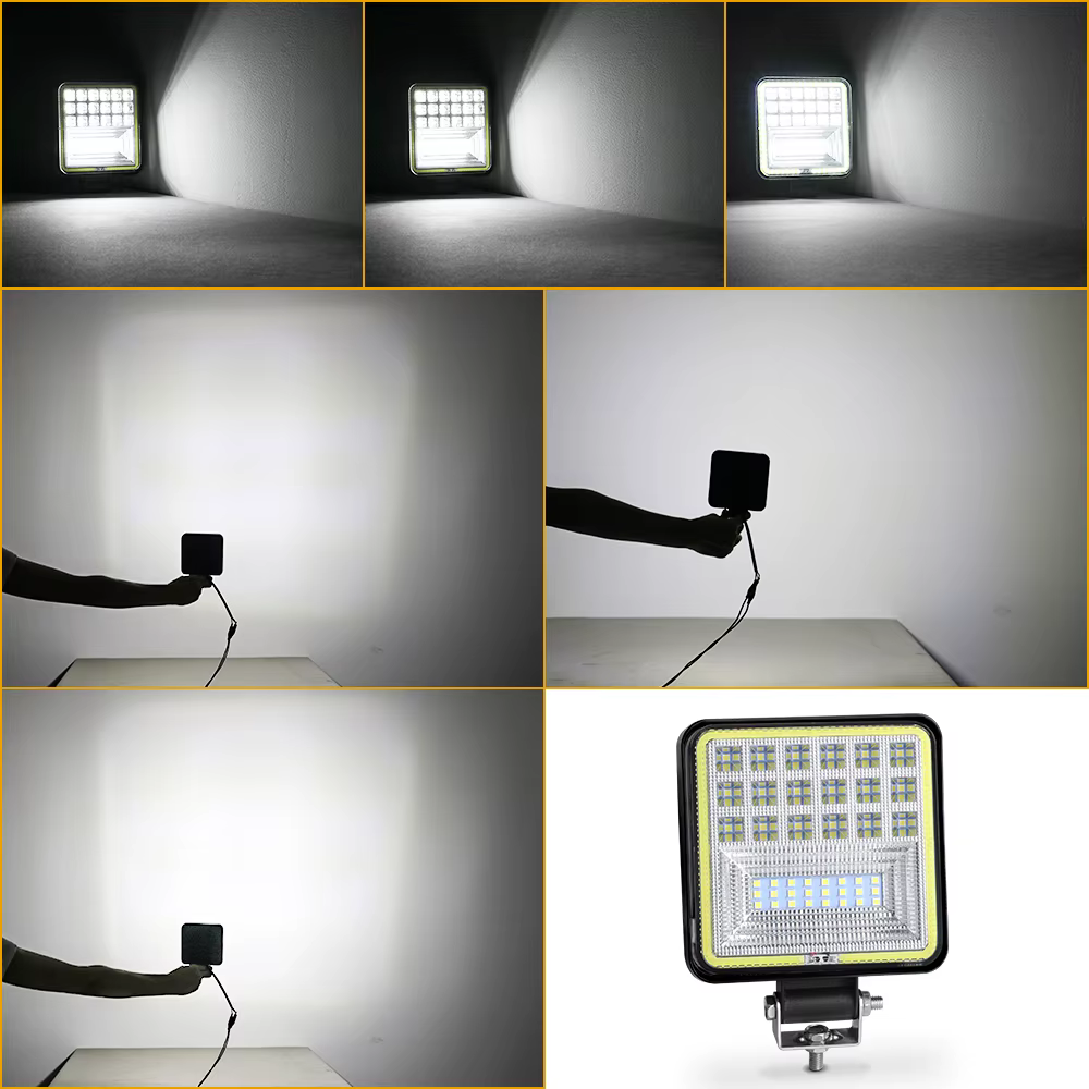 2x4 ''LED lampe de travail pour camion hors route tracteur SUV 4X4 ATV voiture faisceau de tache LED conduite antibrouillard barre 12V 24V 6000K blanc jaune