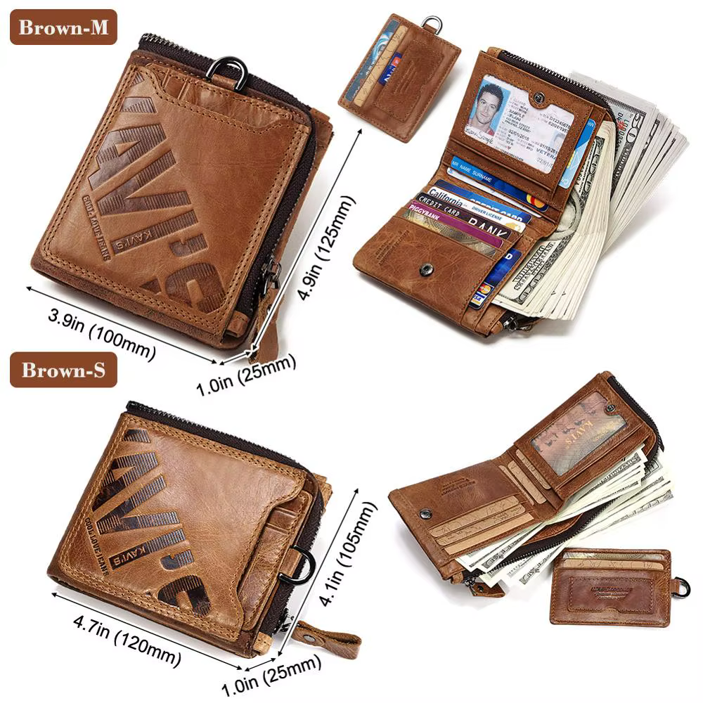 KAVIS Crazy Horse cuir hommes portefeuilles Vintage Cowboy voyage portefeuille porte-carte mode porte-monnaie pour femmes avec sac à cartes extensible