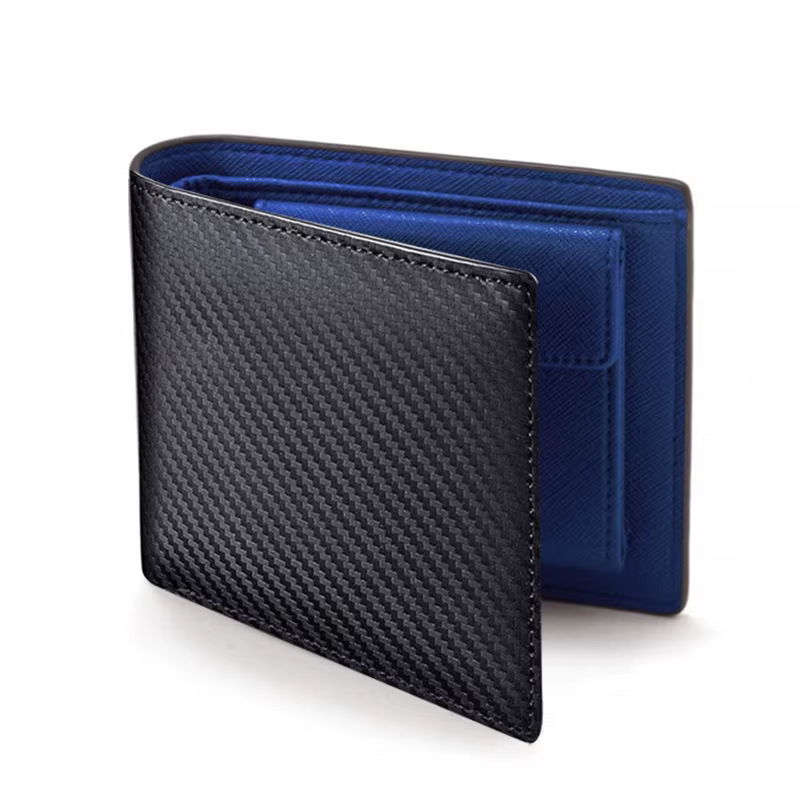 Portefeuille en cuir PU en fibre de carbone pour hommes et femmes