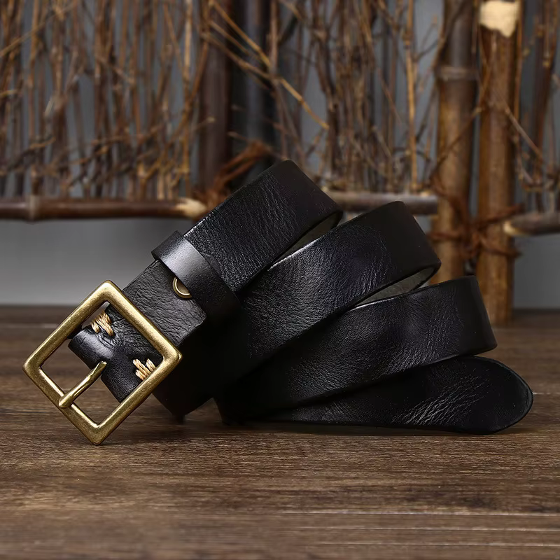 Ceinture de jean en cuir véritable pour femmes