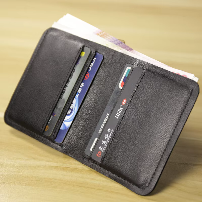 Portefeuille en cuir véritable pour hommes, décontracté, design de luxe, court, porte-cartes mince, sac d'argent solide, marque célèbre, portefeuille minimaliste fin