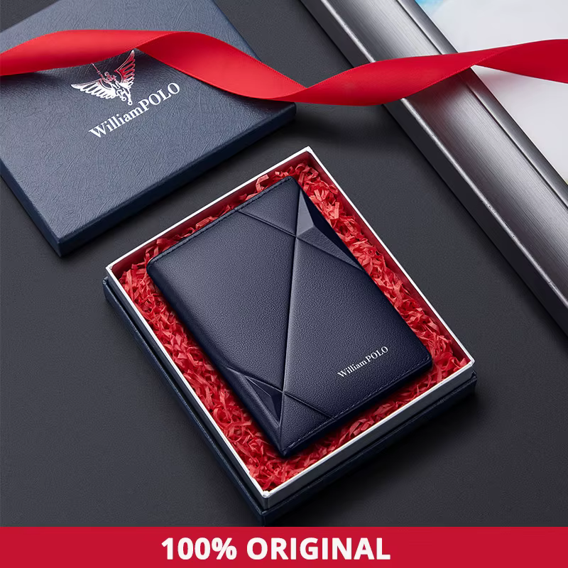 WILLIAMPOLO – portefeuille en cuir véritable pour hommes