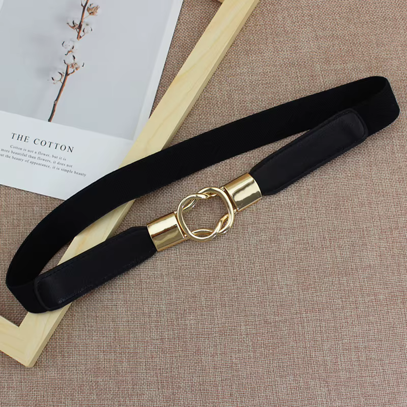 Ceinture élastique pour femmes, ceinture de taille fine avec boucle en métal