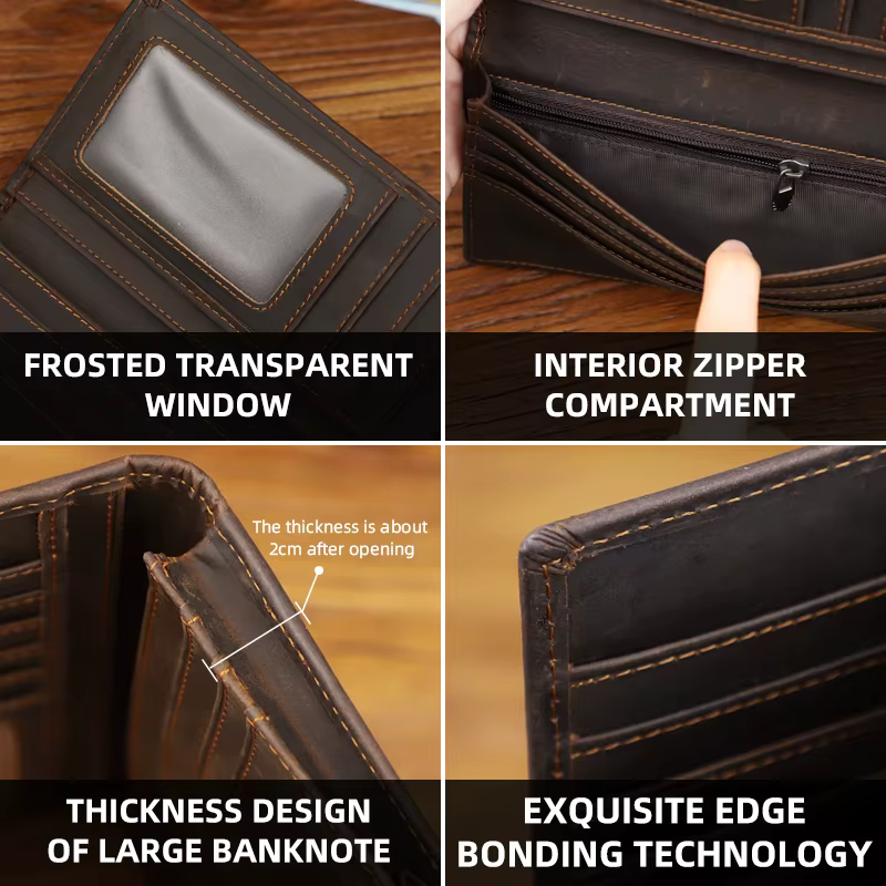 Portefeuille en cuir véritable pour hommes