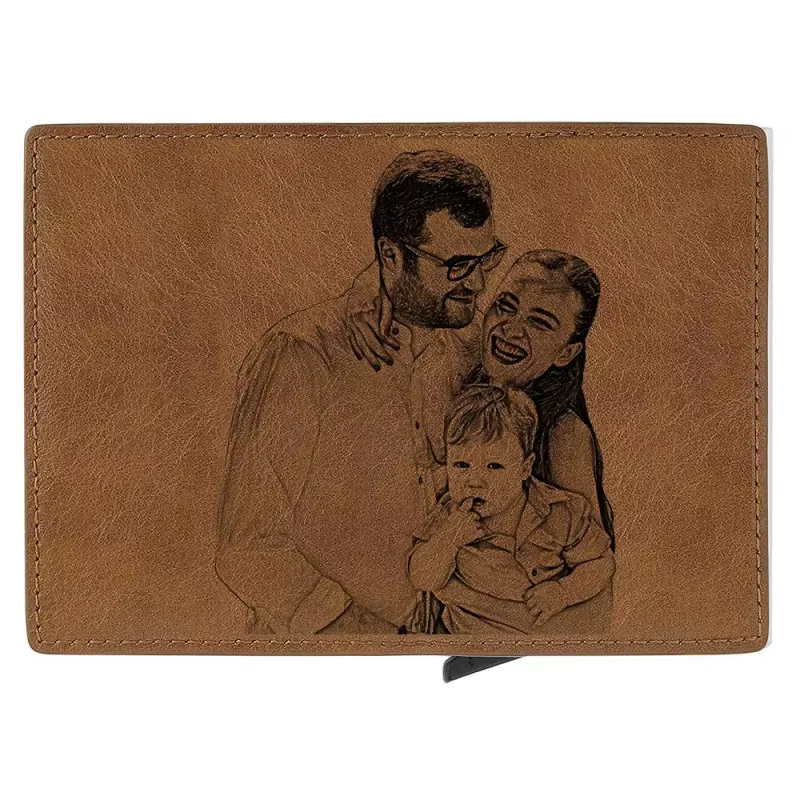Porte-cartes en cuir marron personnalisé pour hommes