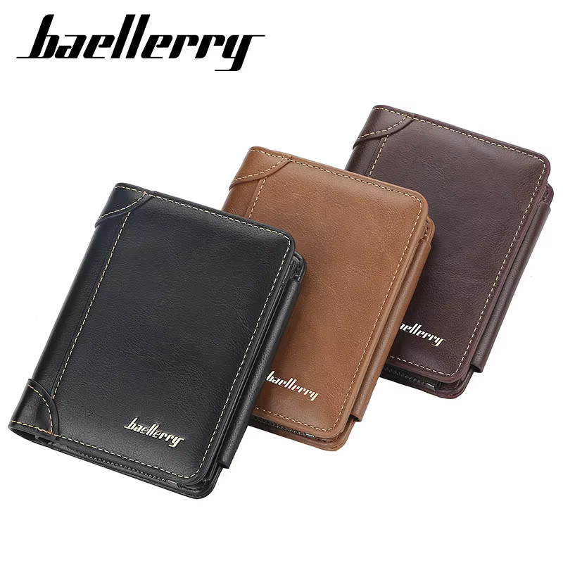 Nouveaux portefeuilles en cuir PU pour hommes de haute qualité fermeture éclair court design porte-carte homme sac à