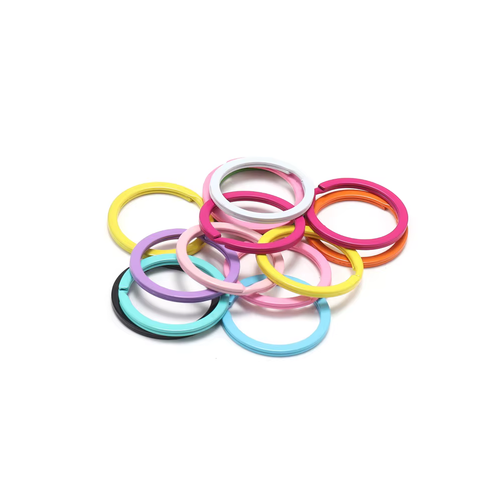 Porte-clés rond en métal de 30mm, anneaux fendus, unisexe, bijoux, fabrication d'accessoires, 10 pièces/lot