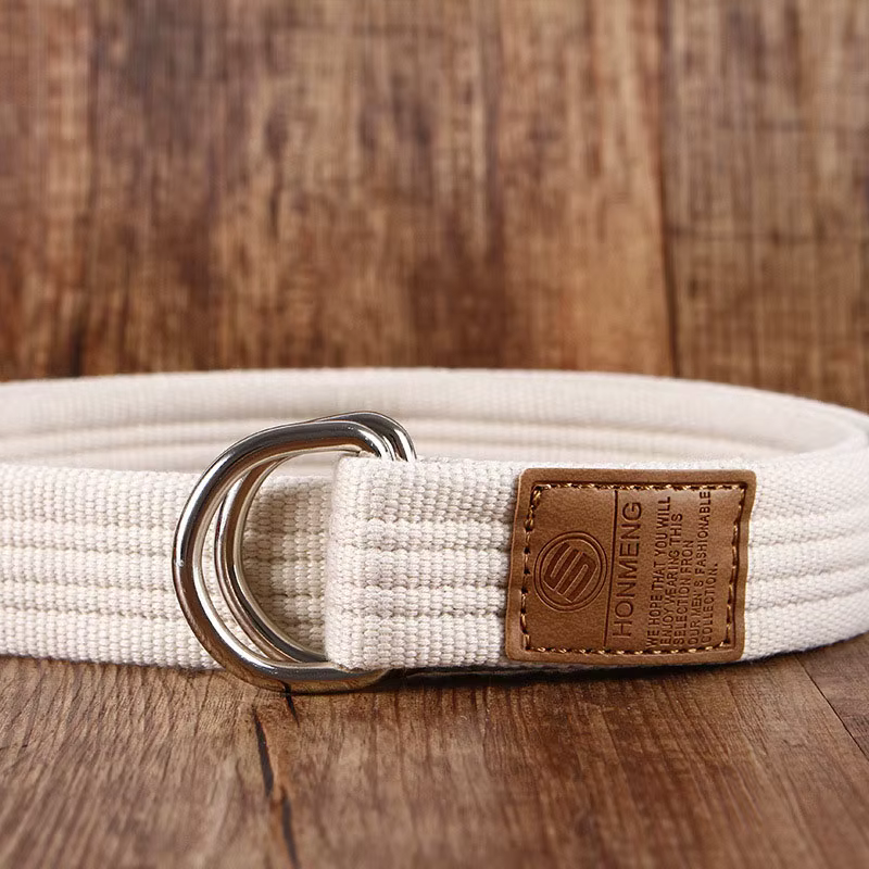 Nouveau unisexe toile ceinture Double anneau boucle