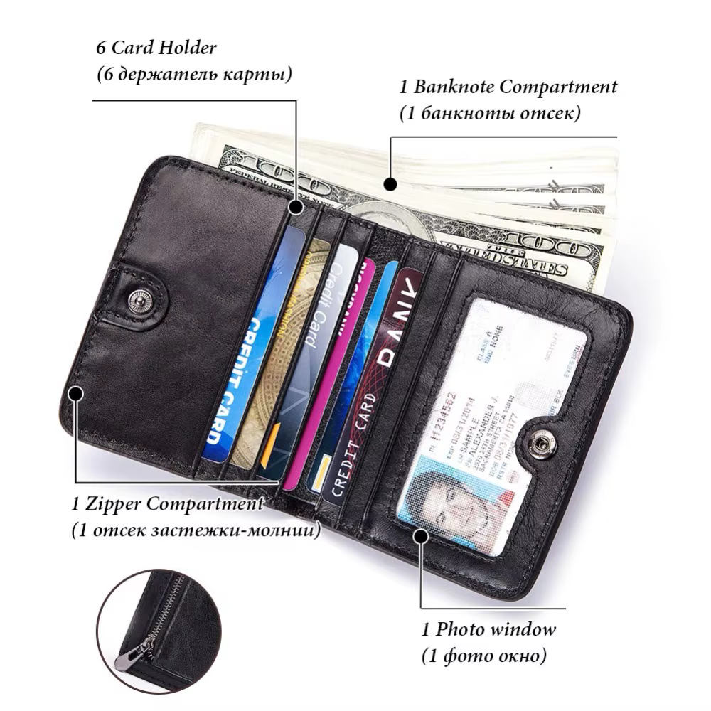 KAVIS – petit porte-cartes en cuir véritable pour homme