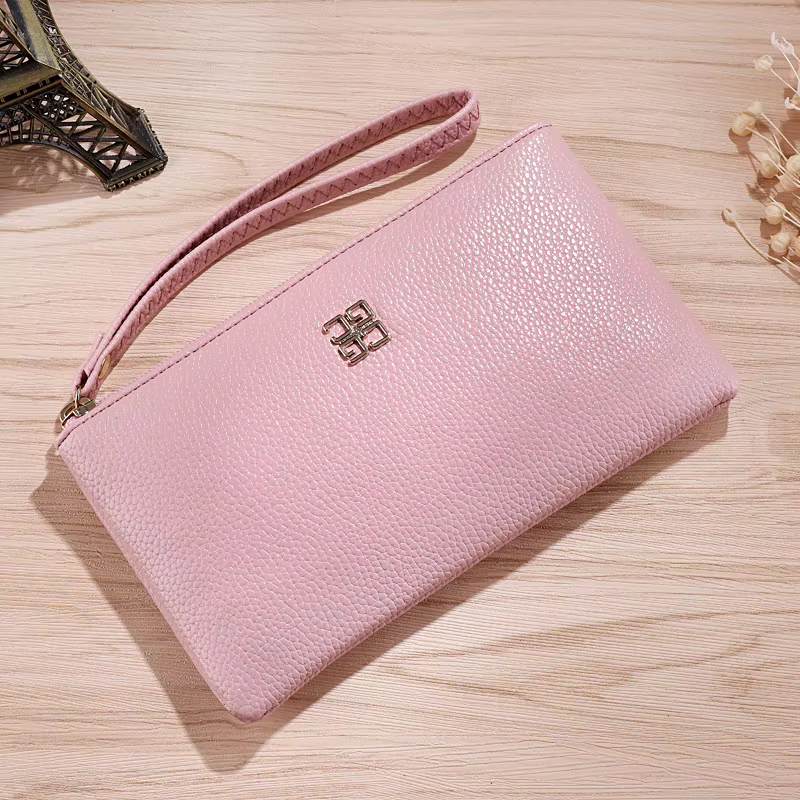 Femmes Long portefeuille décontracté Litchi Grain PU cuir dame fermeture éclair téléphone poche porte-carte de crédit femme sac à main monnaie sac d'argent pochette