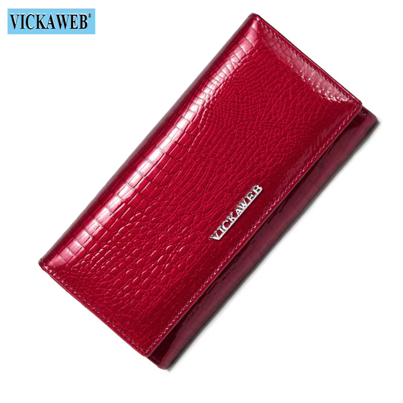 Vickaeb – portefeuille long en cuir véritable pour femmes