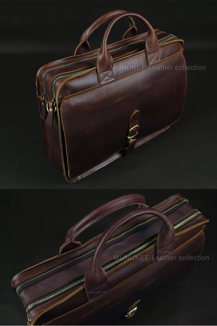 Porte-documents de luxe en cuir véritable pour hommes