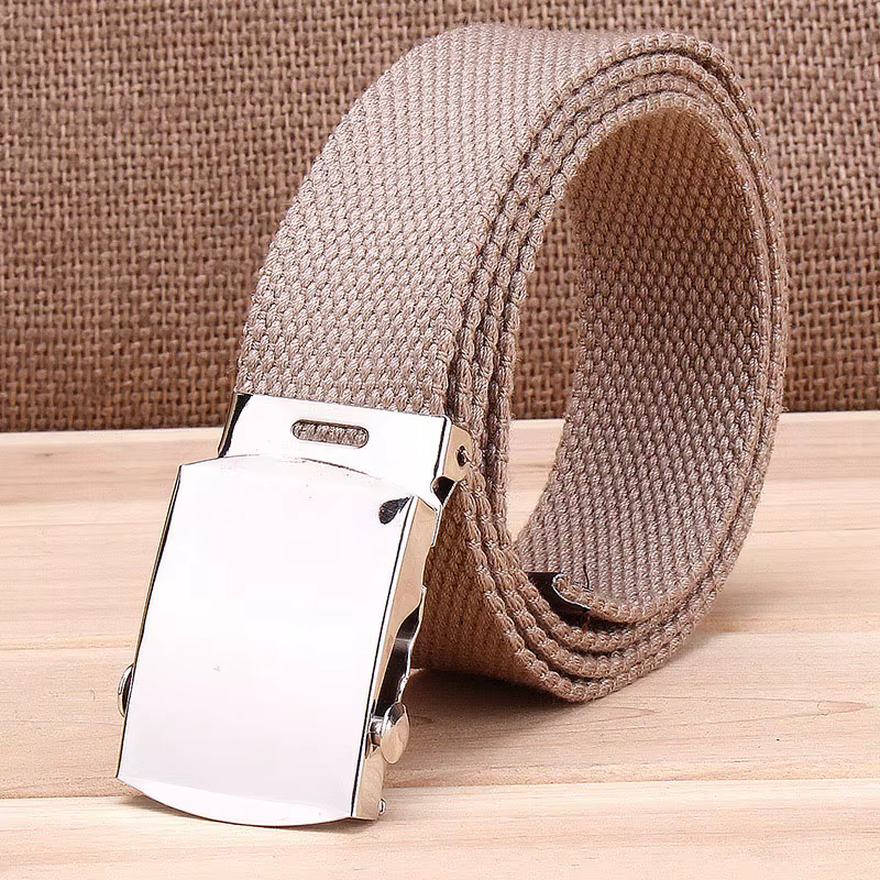 Ceinture Tendance Homme en Toile Tressée avec Boucle Lisse en Alliage – Ceinture Décontractée Simple et Sportive pour Hommes et Femmes, Style Cowboy
