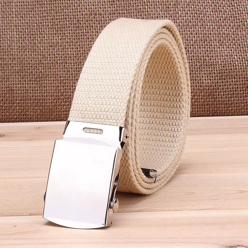 Ceinture Tendance Homme en Toile Tressée avec Boucle Lisse en Alliage – Ceinture Décontractée Simple et Sportive pour Hommes et Femmes, Style Cowboy