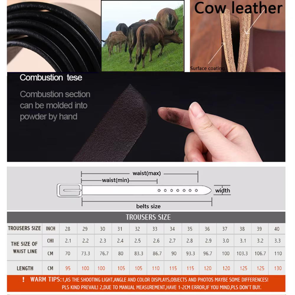 COOLERFIRE – ceinture fine en cuir véritable pour femmes