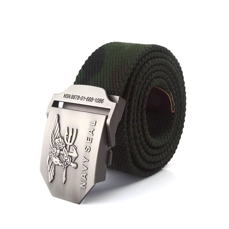 BOKADIAO Hommes et femmes Toile militaire ceinture vintage navy sceau métal boucle de luxe jeans ceinture armée ceintures tactiques pour hommes sangle mâle