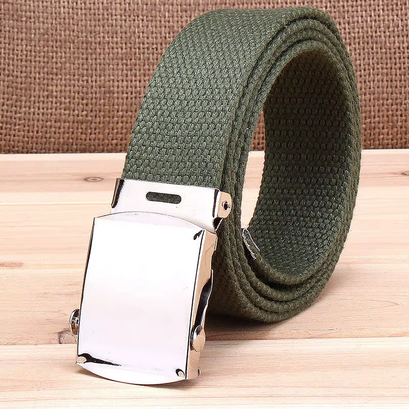 Ceinture Tendance Homme en Toile Tressée avec Boucle Lisse en Alliage – Ceinture Décontractée Simple et Sportive pour Hommes et Femmes, Style Cowboy